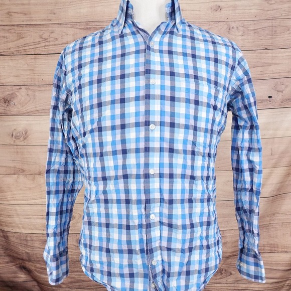 TAILORBYRD COLLECTION BLUE CHECK BUTTON DOWN SHIRT MENS SIZE M MEDIUM - Picture 3 of 7